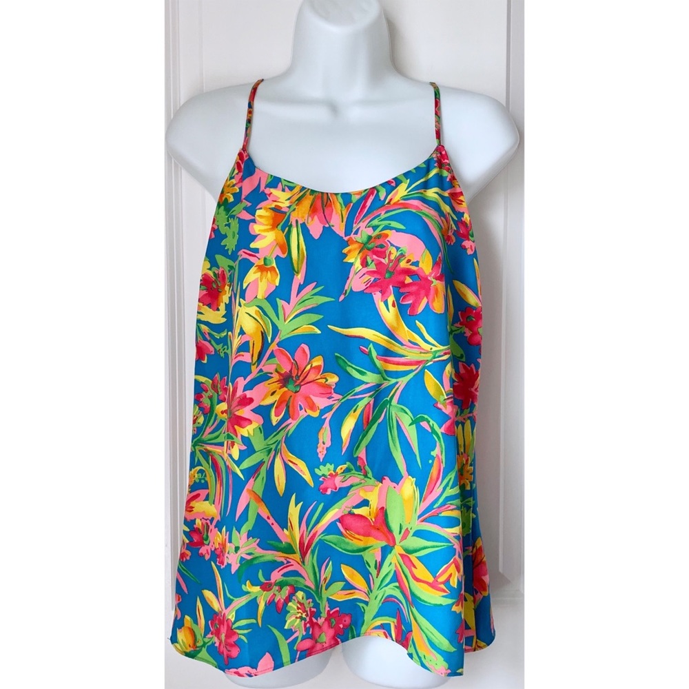 J.Crew Blue Floral Printed Sleeveless Blouse